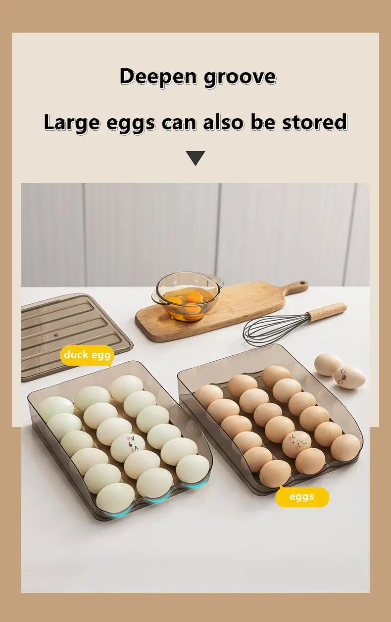 Automatic Rolling Egg Box Multi-Layer Rack Holder – Refrigerator Egg Storage Basket Kitchen Organizer