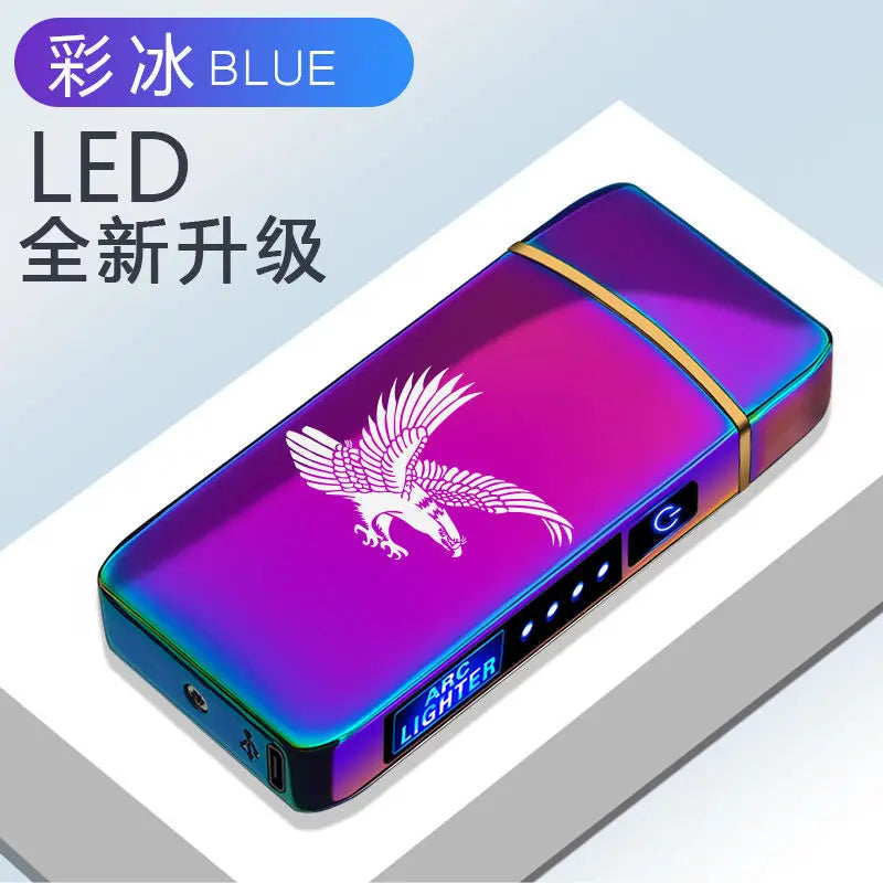 Electronic Lighter, Intellignet Touch Ignition, Metal Windproof, Dual Arc Flameless, Rechargeable USB Lighter, LED Power Display