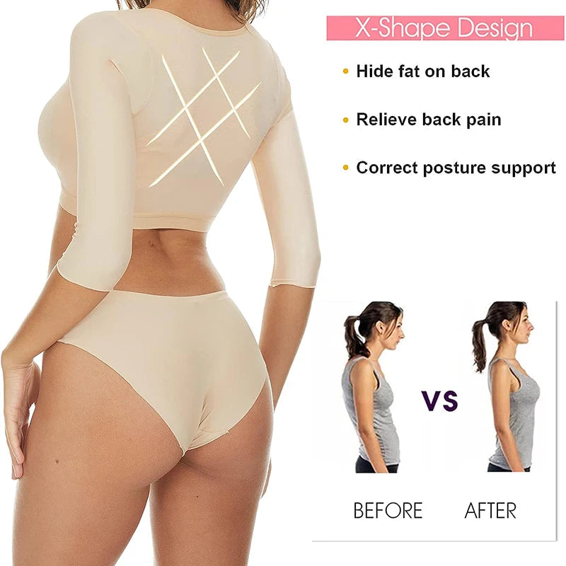 Women Arm Shaper Compression Top – Half Sleeve Posture Corrector Shapewear