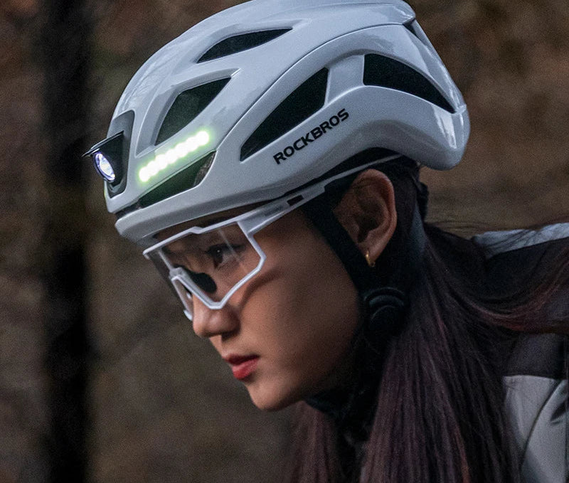 Bicycle Light Helmet Type-C Rechargeable Front + Rear Light Warning Bike Helmet Head MTB Road Cycling Helmet