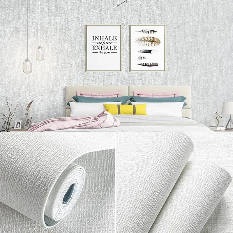 50cmX2.8/5/10m Linen Solid Color 3D Thickened Waterproof Foam Self-adhesive Background Wall Renovation Wallpaper Wall Stickers