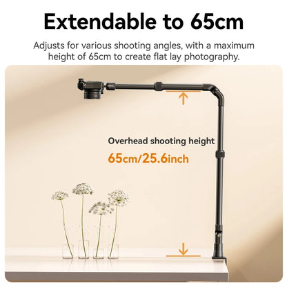 Camera Desk Setup Stand Adjustable Desk Mount with Holding Arm Max Load 2KG for Mirrorless Camera Microphone