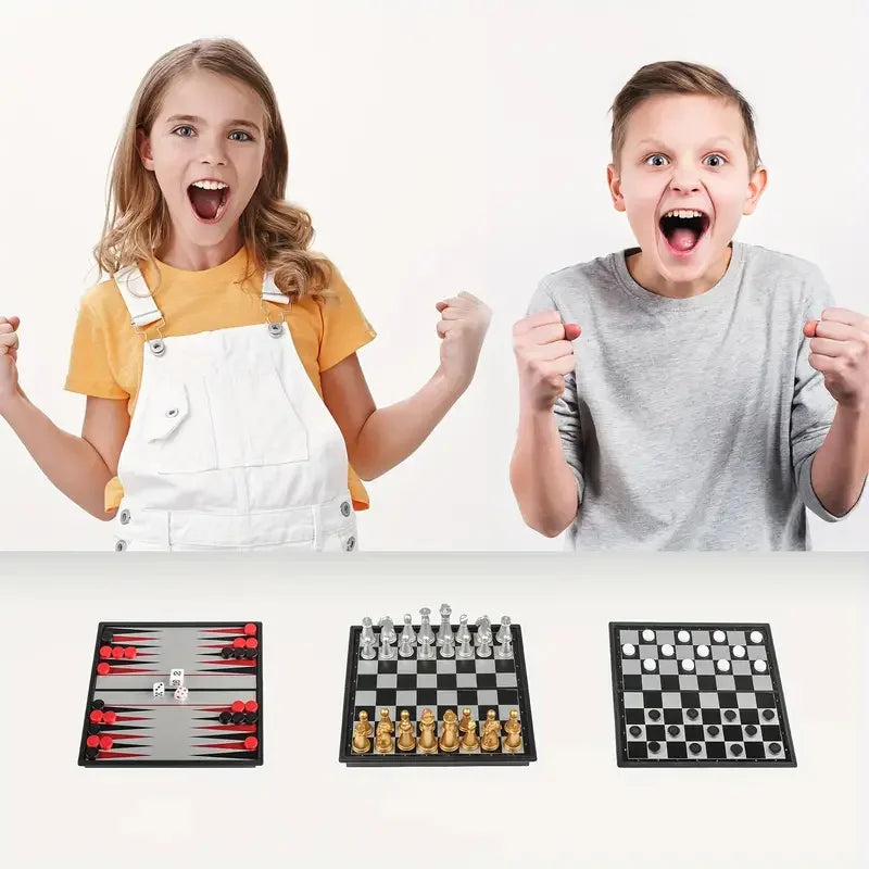 Mini  Chess Board Game Toys Folding  Plastic Chessboard Portable Interactive Toy for s Adult Birthday Gift