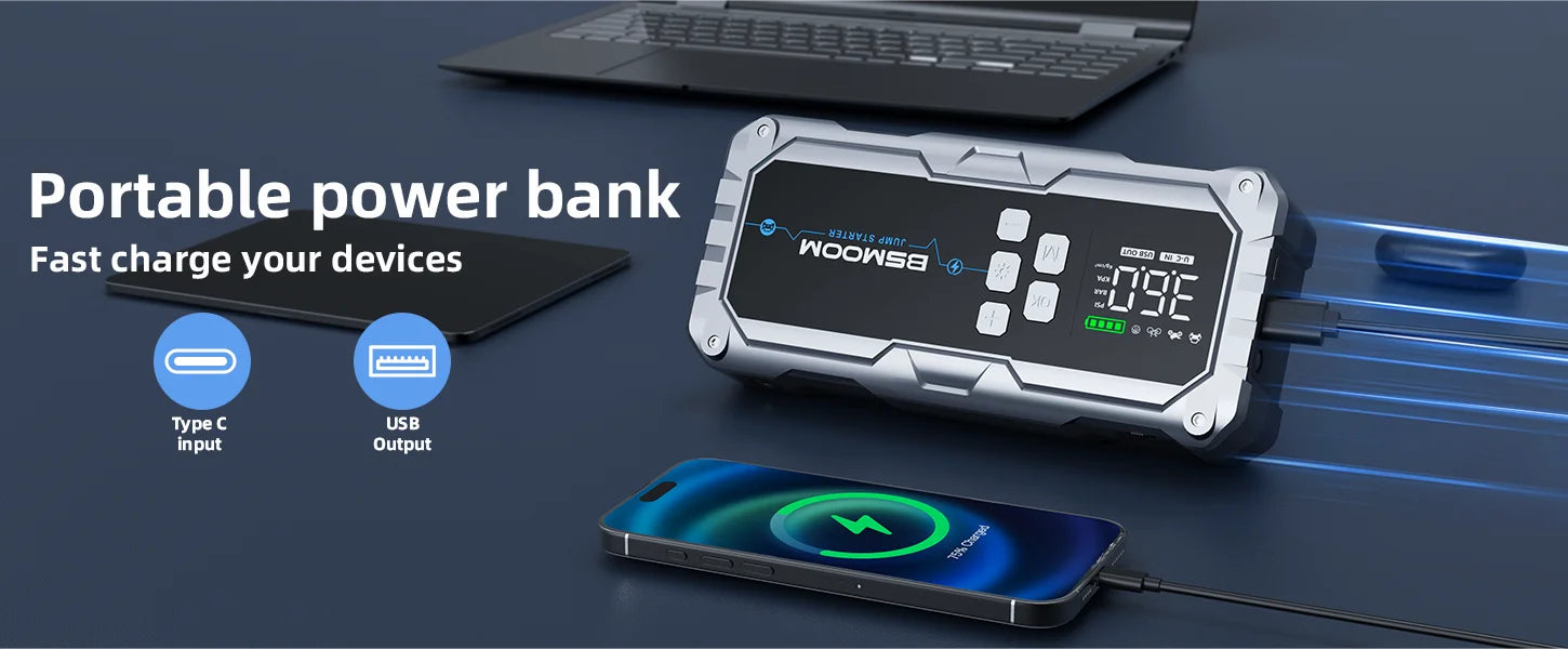 4 In 1 6000A/7000A Jump Starter Power Bank 21800mAh/26800mAh 160PSI Air Compressor Tire Pump For Emergency Booster