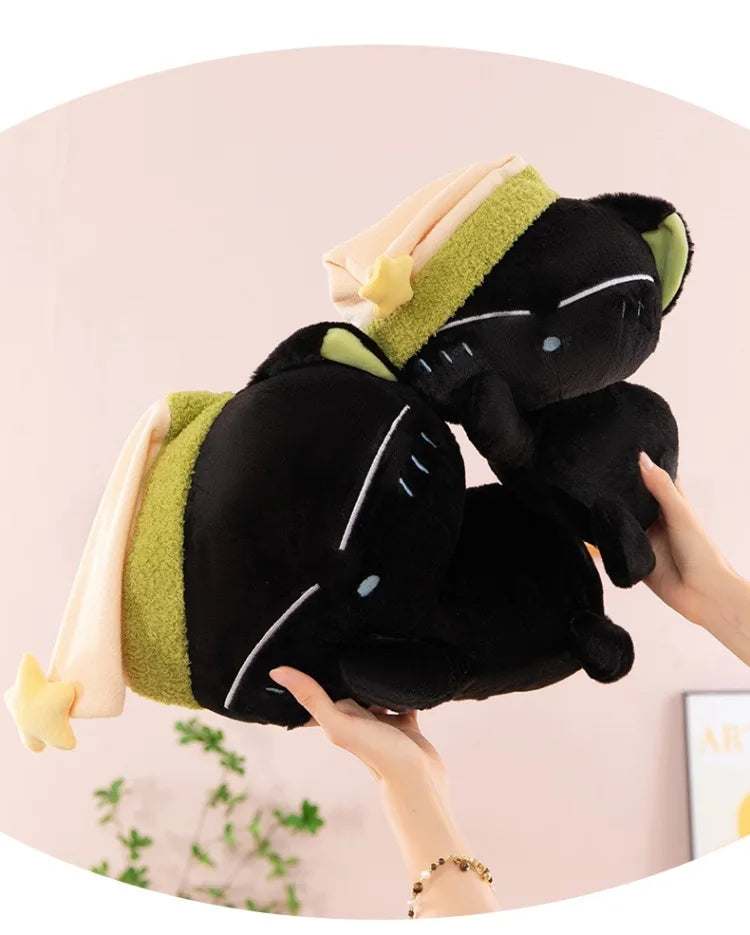 Cute Black Cat Plush Toy Soft Stuffed Sleeping Pillow