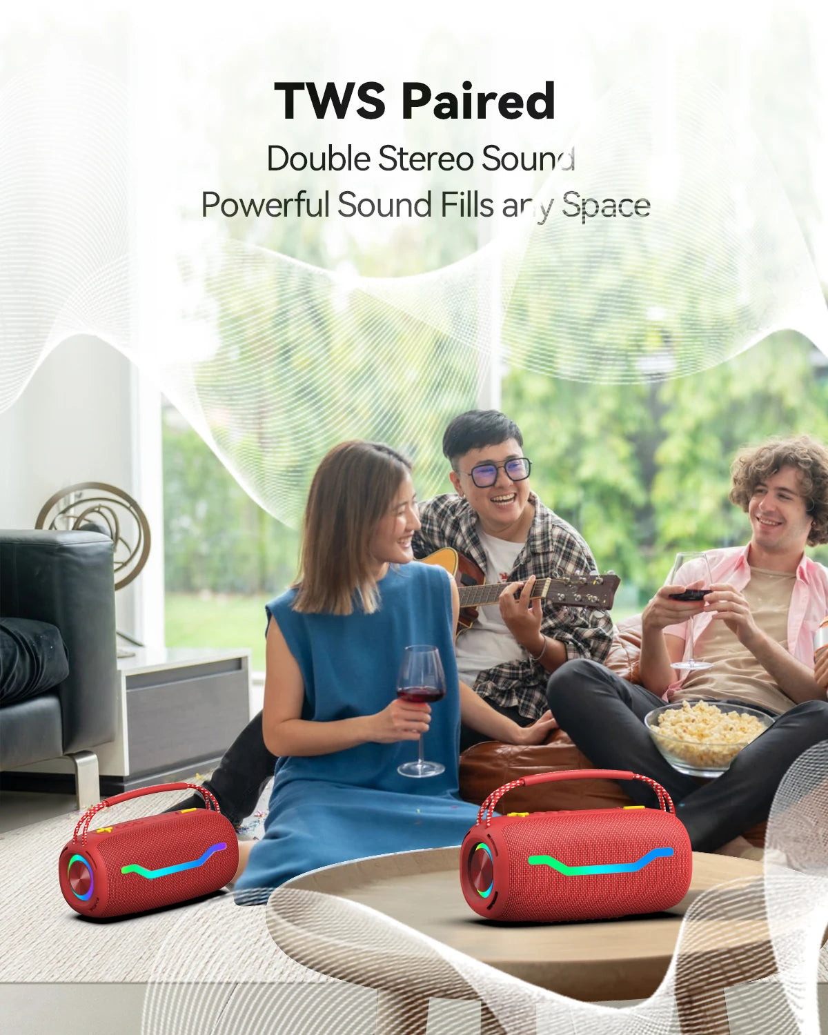Puremic Portable Bluetooth Speaker with HD Sound, IPX6 Waterproof, Up to 18H Playtime, Karaoke Machine for Home/Party/Outdoor