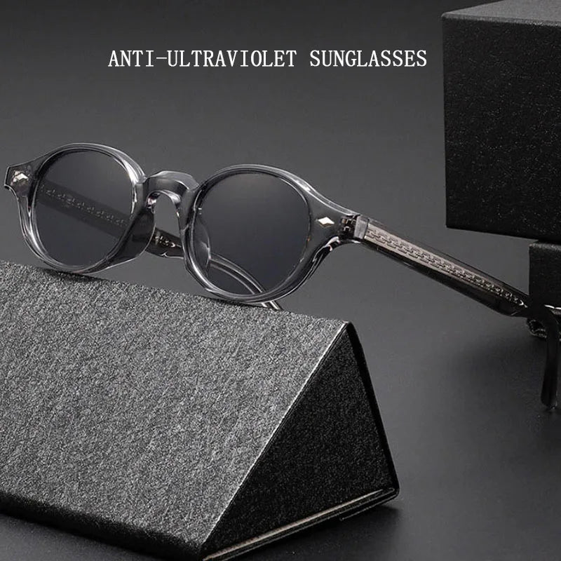 Vintage Oval Acetate Sunglasses With UV400 Protection