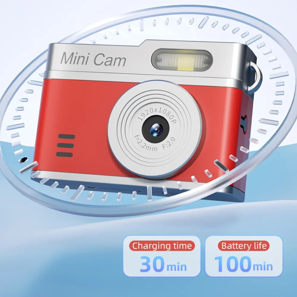 1080P Pocket Action Camera Portable with LED Retro Camera Outdoor Bodycam Mini Keychain Digital Cam 0.96-inch HD Video Recorder