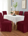 1PC Seersucker Chair Cover with Skirt Stretch Wedding Chairs Covers Dining Room Universal Size Seat Slipcovers for Banquet Party
