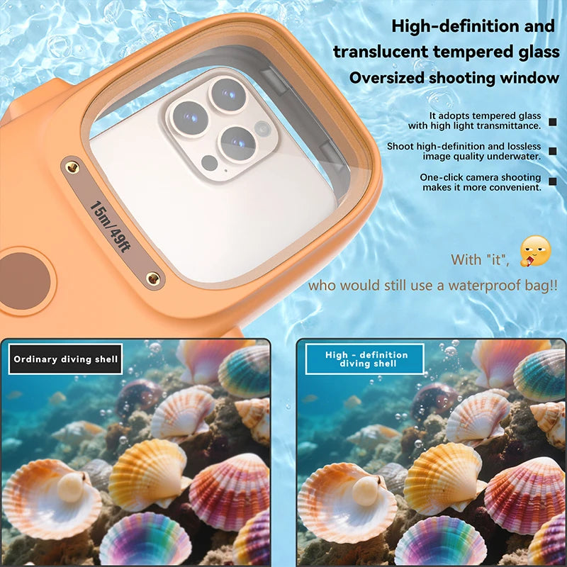 latest upgrade IP68 standard 15M/50ft diving swimming photography professional waterproof Bluetooth phone case