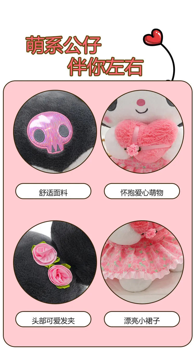 Kawaii Hello Kitty Plush Toy Cute Filled Doll for Kids Birthday Gift Lovely My Melody Kuromi Floral Stuffed Animal Soft Large