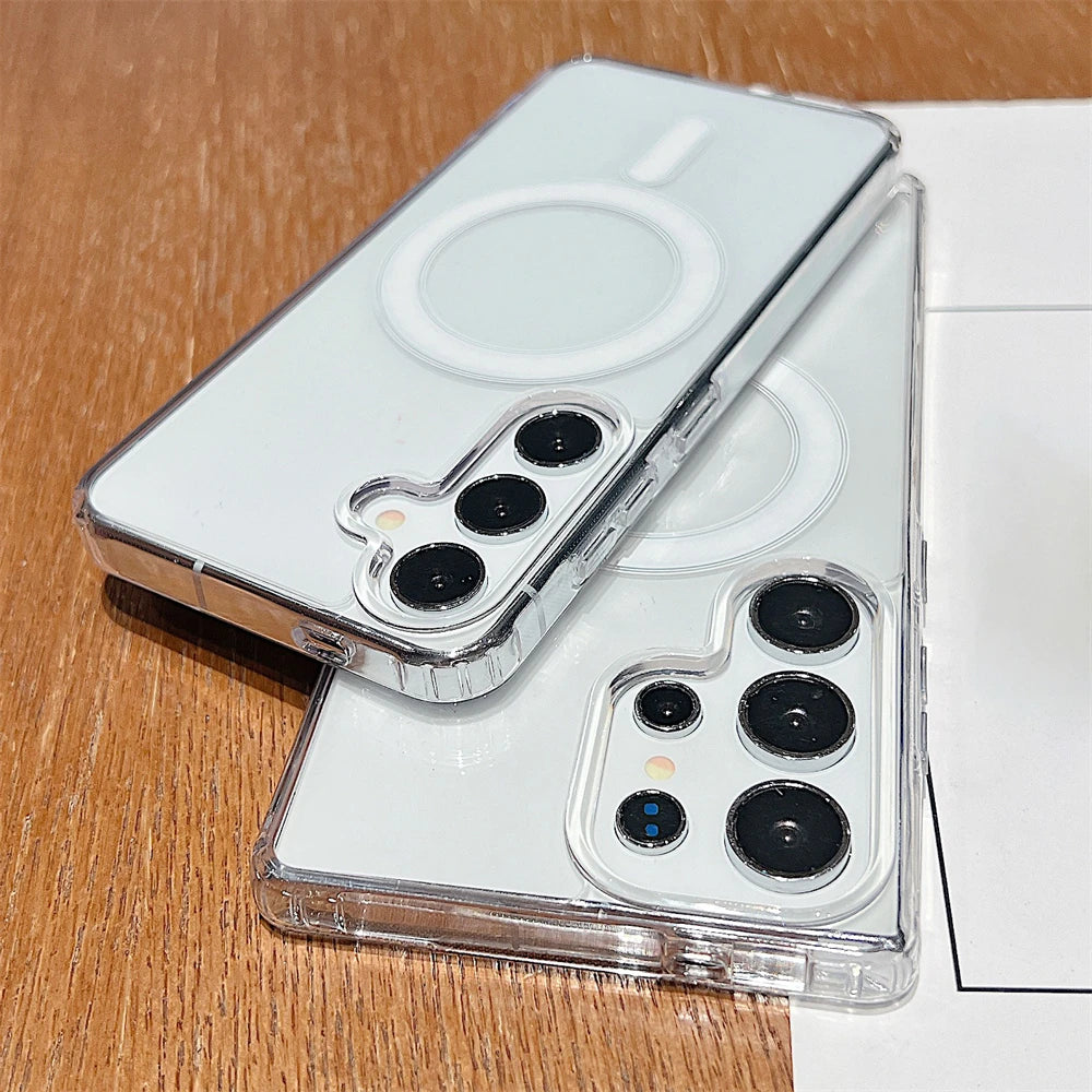 Transparent Magnetic For Magsafe Case For Samsung S25 Ultra S24 Plus S23 S22 5G Shockproof Cover