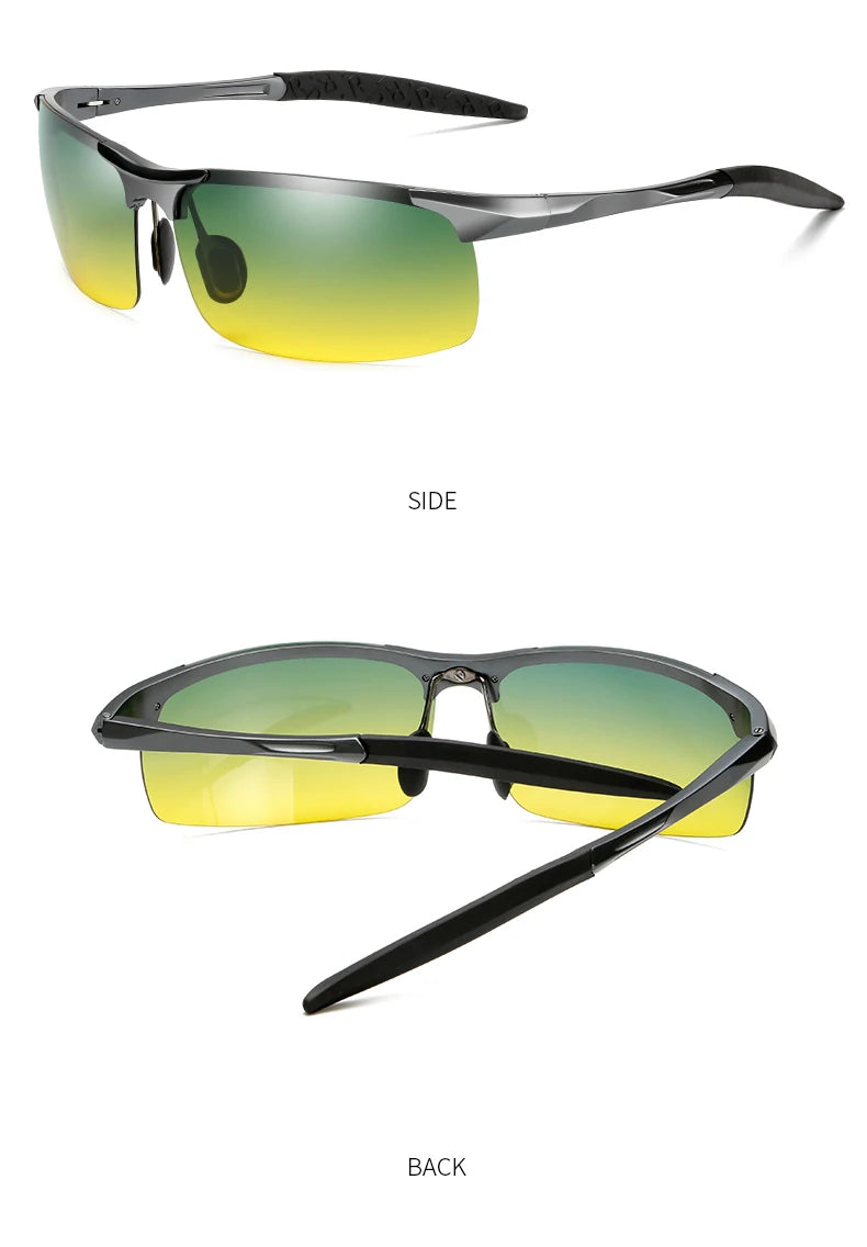 Aluminum Frame Photochromic Polarized UV400 Day Night Driving Safety Sunglasses for Men