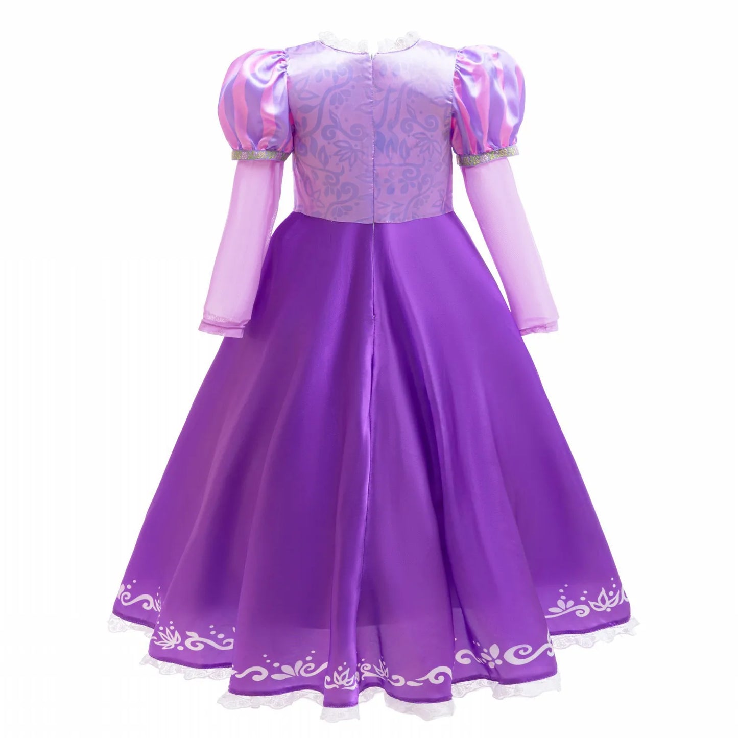 Purple Gradient Princess Maxi Dress with Floral Pattern