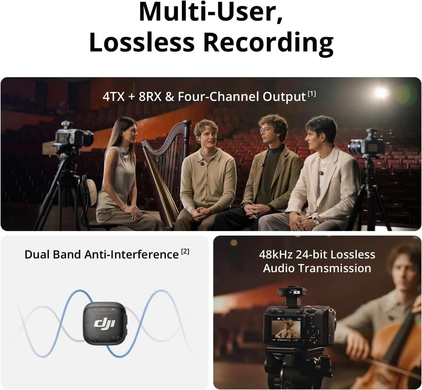 DJI Mic 3 Wireless Microphone Kit Intelligent Noise Cancelling Audio System for Cameras Smartphones and Content Creation