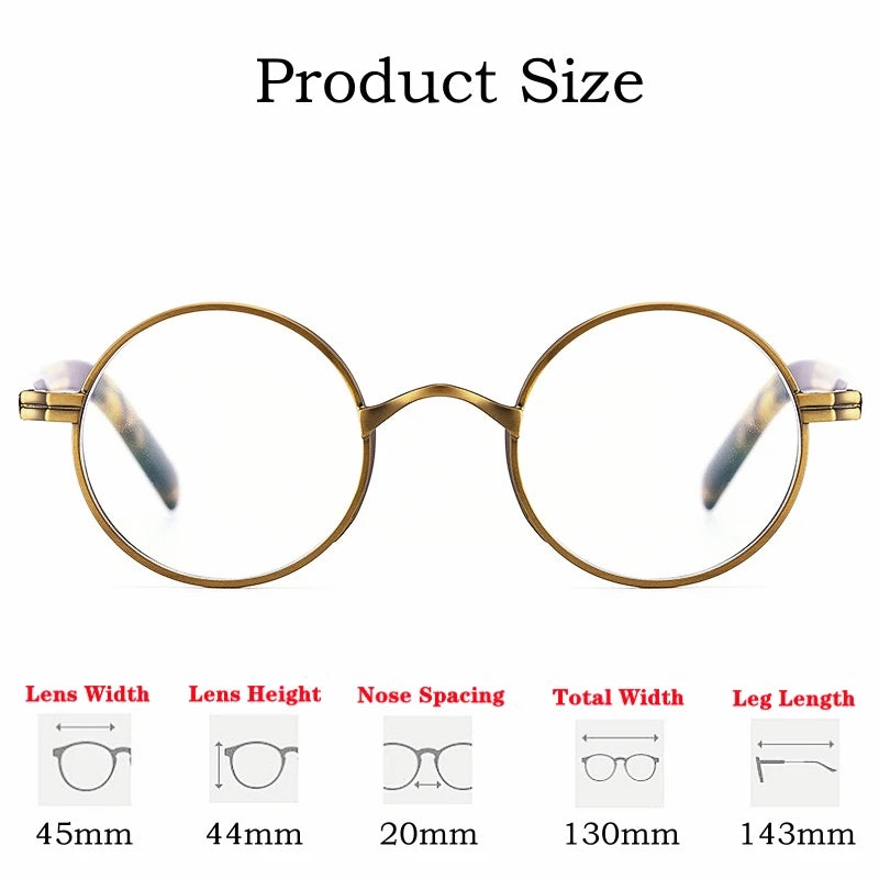 Ultra-light Titanium Alloy Acetate Eyewear Women Fashion Retro Round Small Optical Prescription Eyeglasses Frame Men