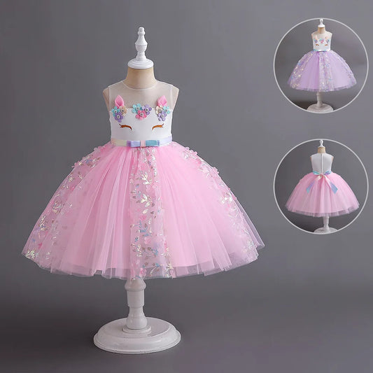 Magical Rainbow Unicorn Princess Ball Gown Dress