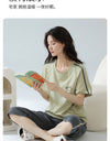 2-Pcs Women’s Cotton Pajama Set – Breathable Short Sleeve Summer Sleepwear with Cute Prints