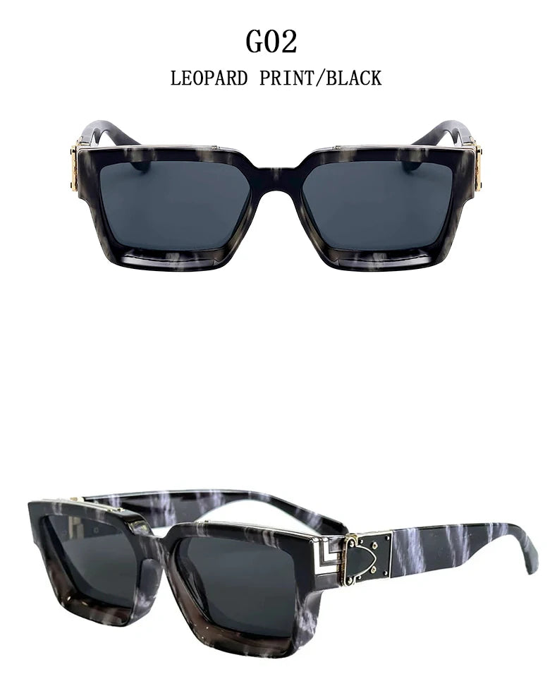 Retro Millionaire Square Sunglasses With UV400 Protection