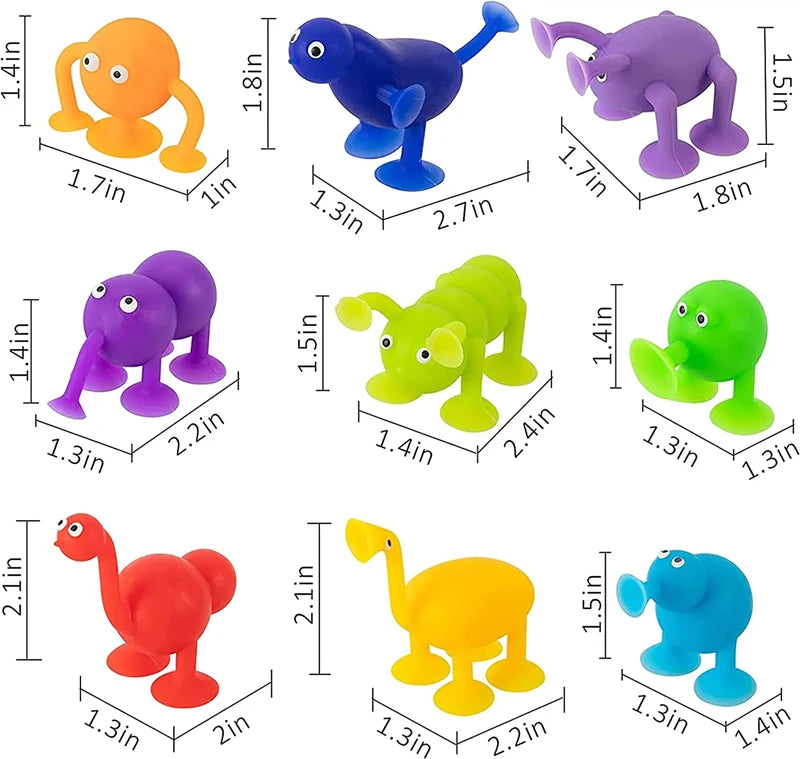 Soft Silicone Building Blocks Toy Animals Shape Suction Cup Bath Toys Parent- Interactive Games Stress Relief Toys