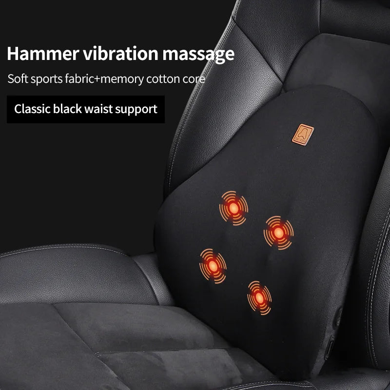 Car Lumbar Support Electric Massage Headrest Neck Pillow Car Massage Pillows Comfortable Waist Cushion Relieve Driver Fatigue