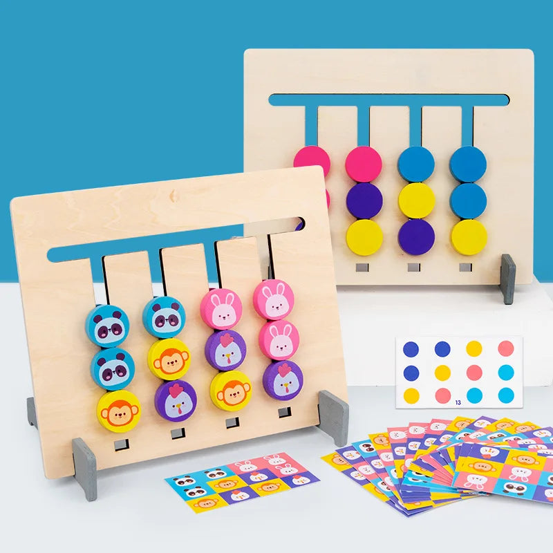 Montessori Wooden Toys Double-sided Matching Games for Kids 2 3 4 Years Logic Thinking Training Activity Board Baby Wooden Toys