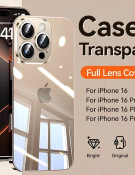 Case For iPhone 16 Pro Max Case Transparent PC Anti-Yellow Material Lens Protection Cover For iPhone 16 Pro 16 Plus Case