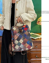 Patchwork Leather Backpacks Large Capacity Travel School Bag Retro Shoulder Bag Bagpack