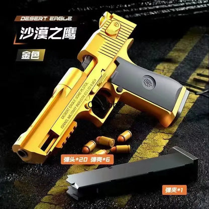 Automatic Desert Eagle Toy Gun Mechanical Continuous Firing Shell Ejection Airsoft Pistol Soft Bullet Toy