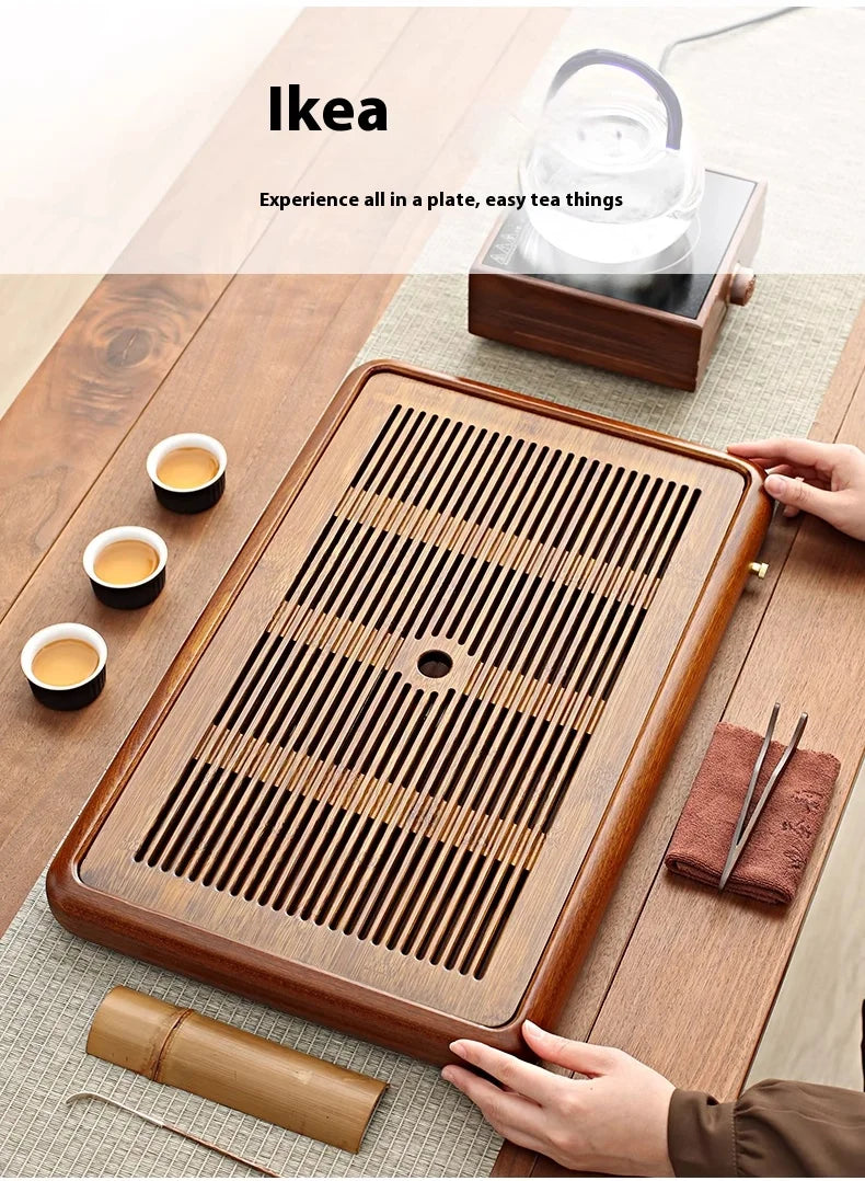 Tea Tray Home Small Solid Wood Pear Wood Dry Soaking Platform Water Storage Tea Set Tea Tray Wooden Tray
