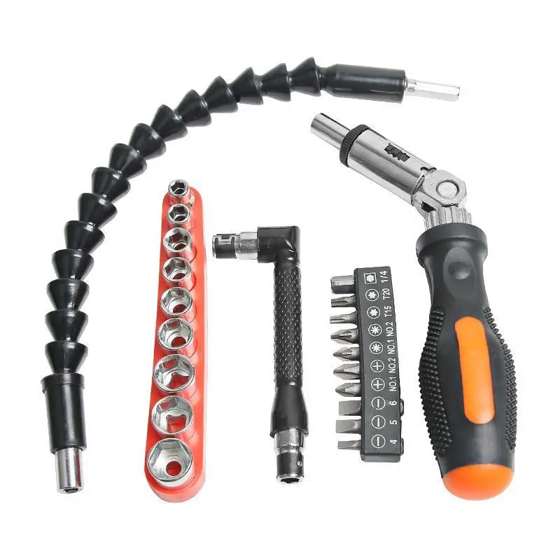 12pcs Flexible Shaft Movable Screw Rotating Ratchet Plum Blossom L-type Screwdriver, Full Set of Electric Universal Screwdriver
