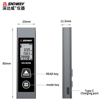 Mini Smart Laser Rangefinder Intelligent 30M Digital Laser Rangefinde Usb Charging Rechargeable Handheld Distance Meter