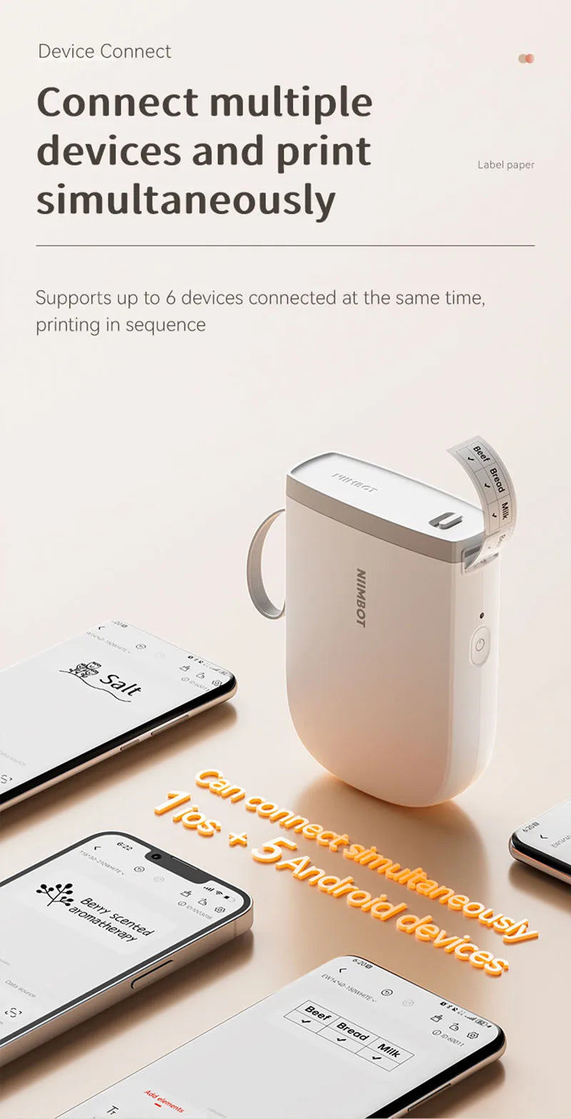 D11 Mini Label Printer 300DPI, Bluetooth Wireless Inkless Sticker Maker, Portable Label Machine for Name Tags, Kitchen & Home