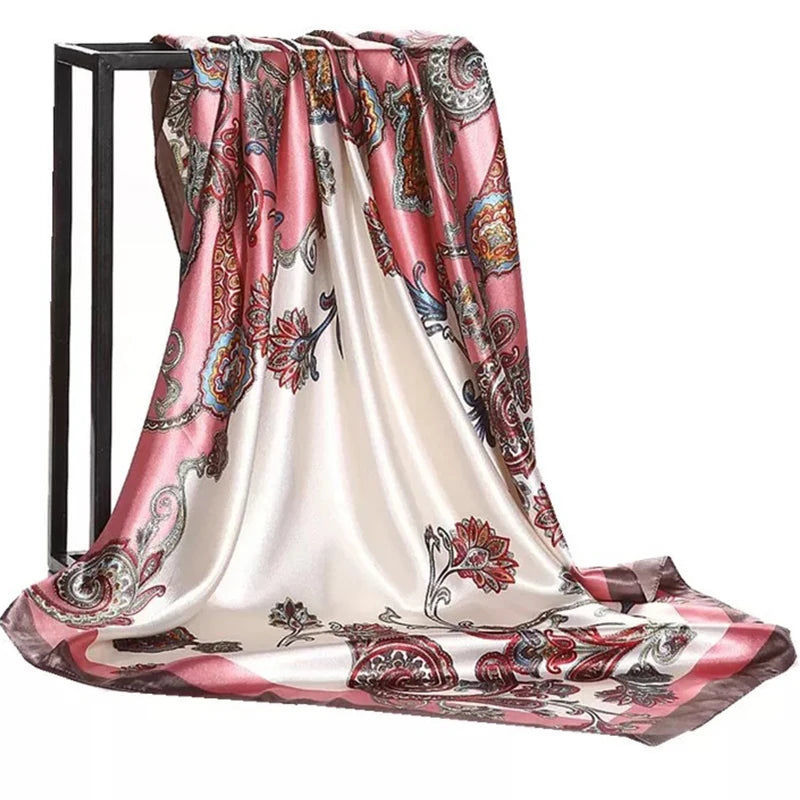 Scarves For Women Print Silk Satin Head Scarf Female Luxury Brand Square Shawl Large Hijab Scarfs