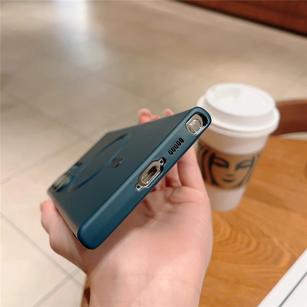 Matte For MagSafe  Wireless Charging Case For Samsung S24 S23 S22 Ultra Plus S21 FE Soft Silicon Lens Protection Cover