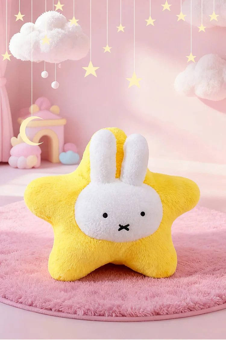 New Kawaii Miffy Stuffed Doll Miffy Star Pillow Plush Toy for Kids Anime Birthday Gift Soft Cuddly Sleeping Buddy for Girls