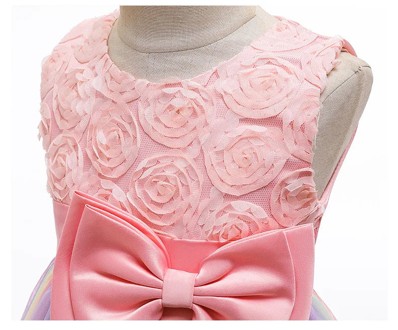 Princess Girl Dress Wedding Birthday Party Frocks for Children Costume With Bow Prom Ball Gown Elegant Party Dress For Girls