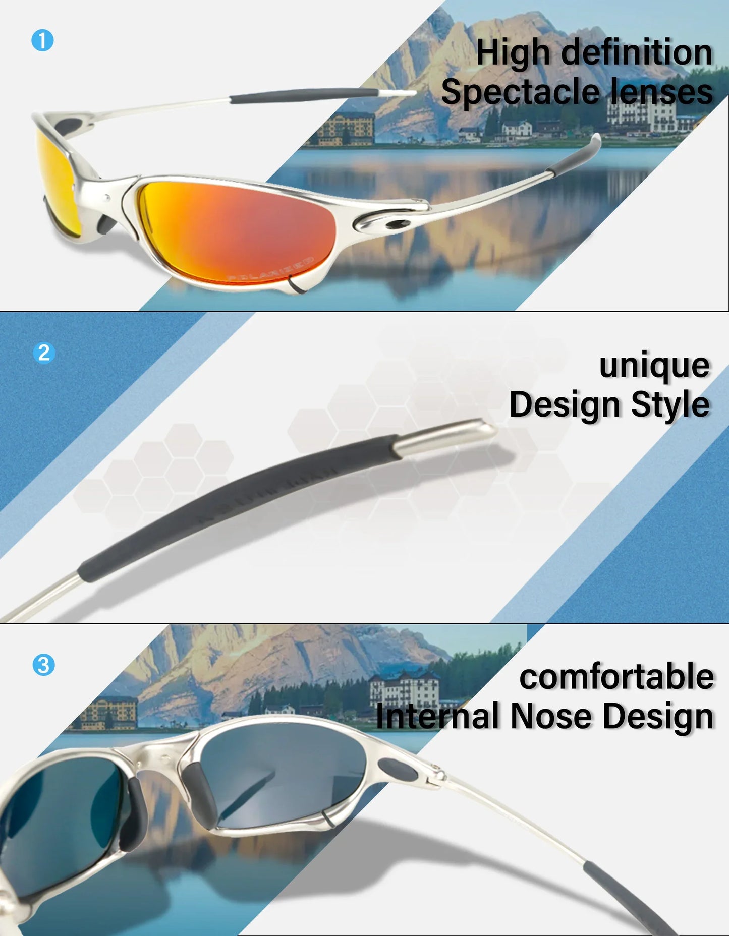 Polarized Metal Cycling Sunglasses UV400 Riding Eyewear