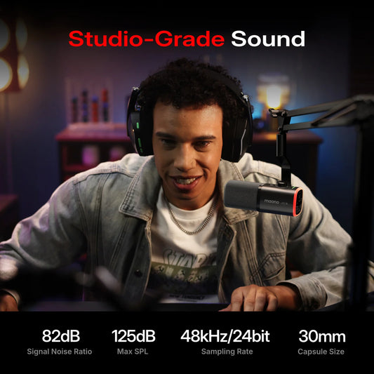 Wireless Dynamic Gaming Microphone with RGB Lighting and Noise Reduction