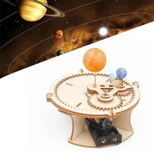 DIY Science Toys Wooden Puzzle Assembled Model Aviation Satellite Fan Solar Energy Science Discovery STEAM Education