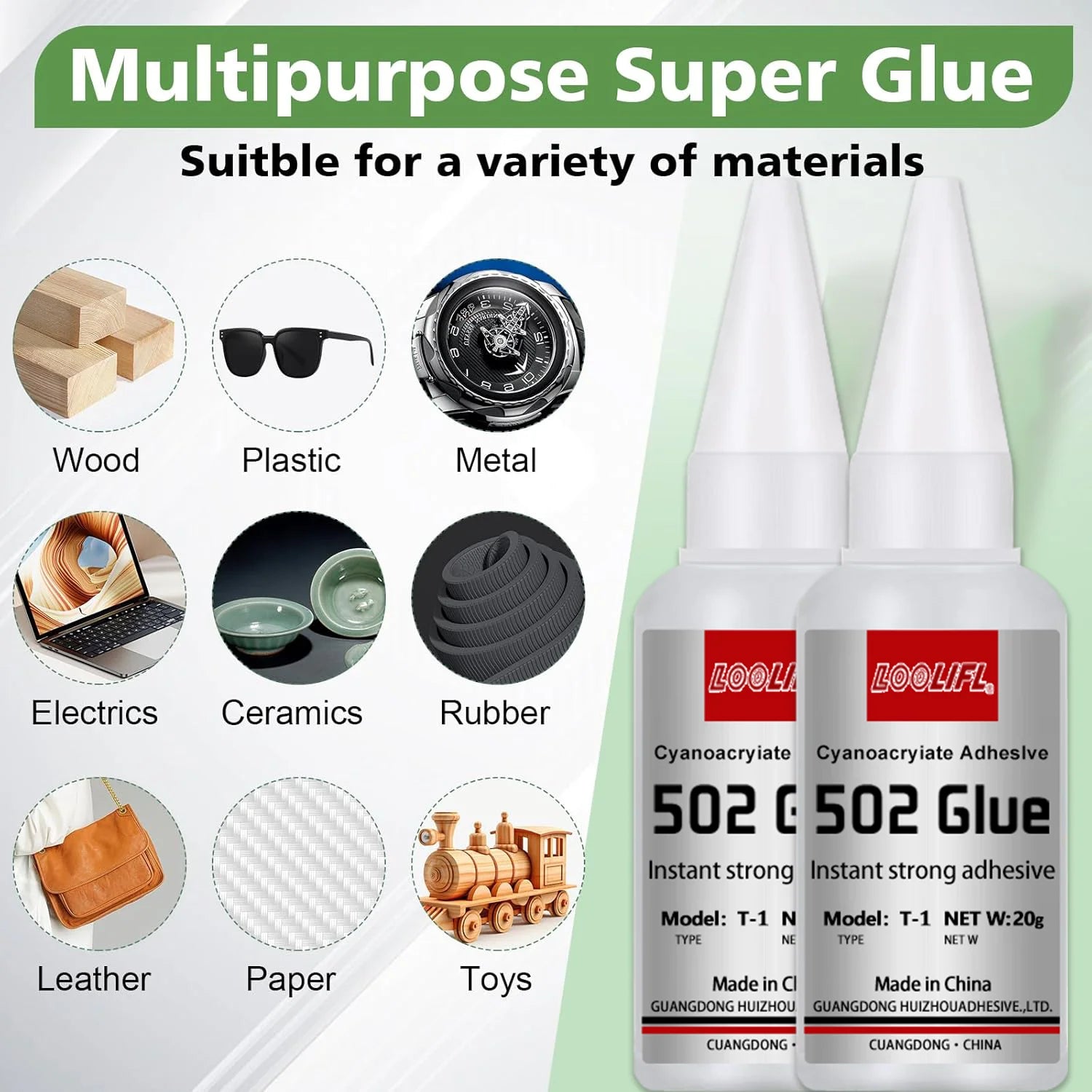 1-5pcs 502 Super Glue, Instant Glue, Quick Drying Cyanoacrylate Glue, Leather, Rubber, Wood, Metal, Glass, Strong Bonding, Liquid Glue Tool, 20ml, Long Lasting Sticky, No Turning White