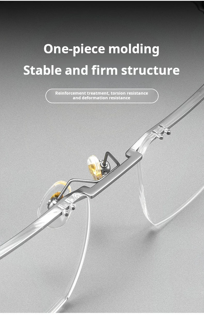 Mens Lightweight Titanium Rimless Square Eyeglasses Frames