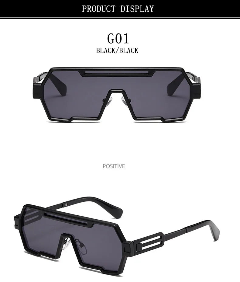 Square Steampunk Metal Sunglasses With UV400 Protection