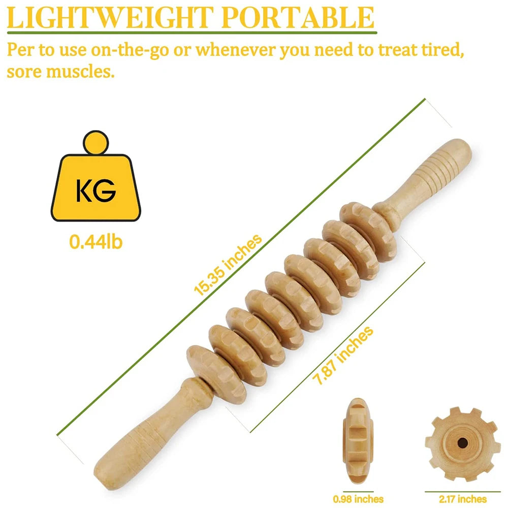 1 PCS Wood Massage Roller Trigger Points Home Gym Manual Wooden Fascia Massage Roller for Release Cellulite Sore Muscle Blasting