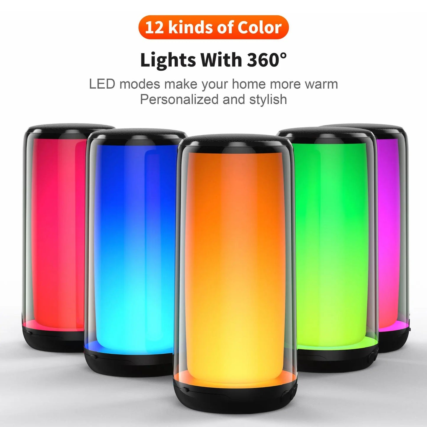 HF33 Mini Portable Wireless Speaker Outdoor Subwoofer with 360 Led HiFi Sound Quality Camping Bass Speaker Supports TWS/TF/AUX