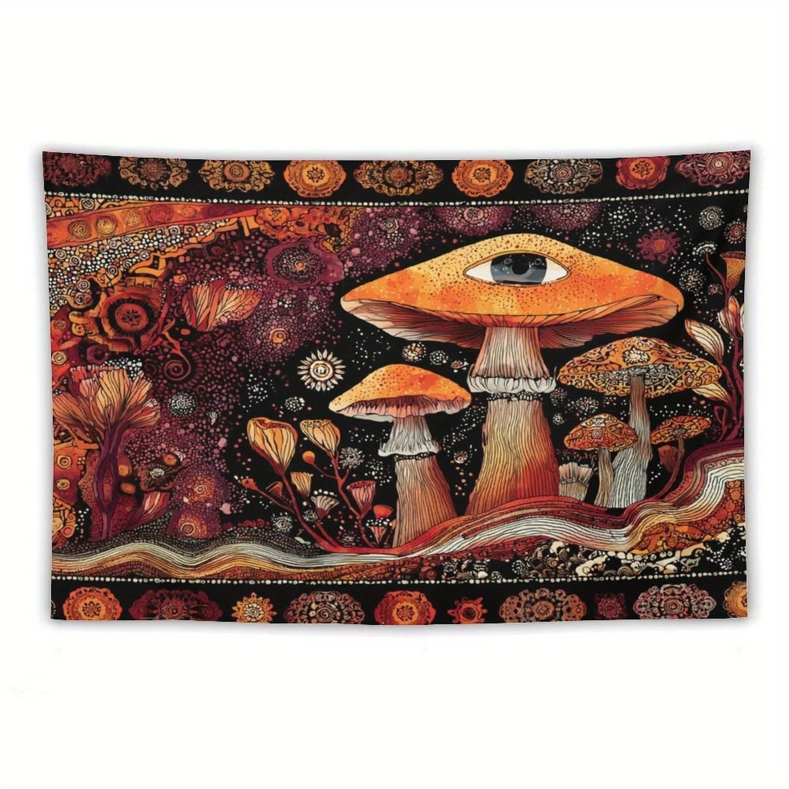 Mushroom Tapestry Hippie-Style Bedroom Tapestry Charming Aesthetic Wall Feature Decorative Backdrop