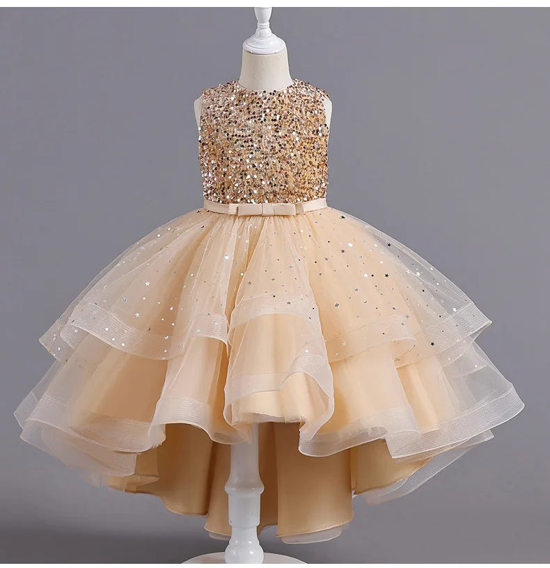 Sleeveless Ball Gown with Train Pageant and Recital Dress