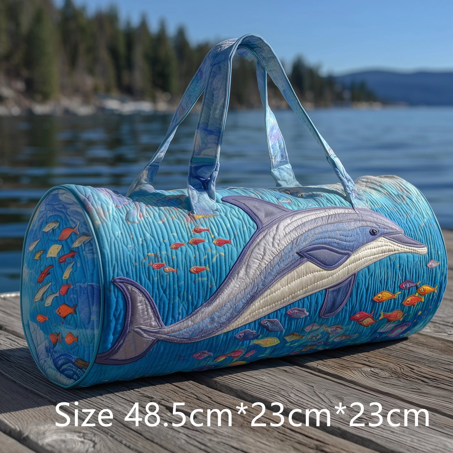 Trout Fishing Quilted Duffel Bag Outdoor Waterproof Gear Bag with 3D Fish Printed Camping Weekender Bag for Anglers Men's Gift