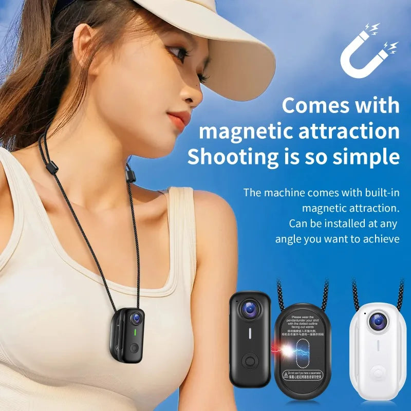 Pocket 2K Mini Magnetic Wearable Action Camera 120 Degree Wide Angle WIFI Hands Free Thumb Cam for Cycling Vlog Outdoor Recording