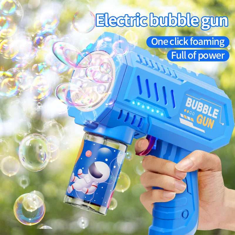 One Pack Of Children's 10  Launcher Handheld Portable Electric Automatic Bubble Gun LED Light For Boys And Girls